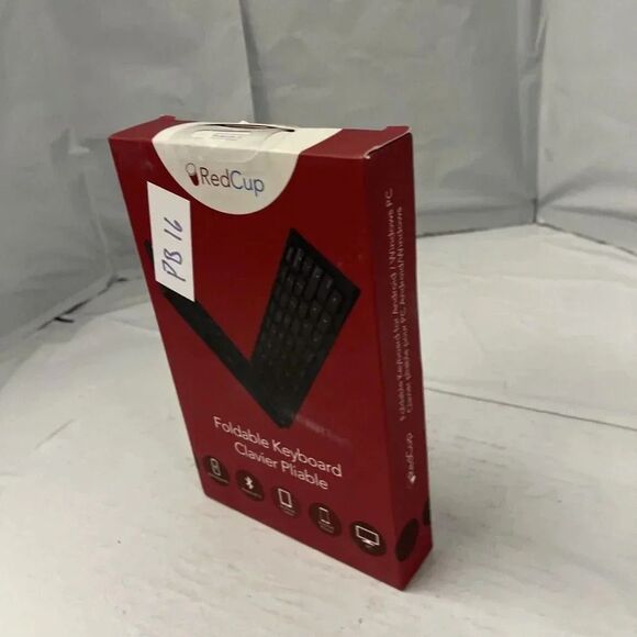RedCup A0002 Black Rechargeable Portable Bluetooth Foldable Keyboard PB16 - Picture 2 of 5